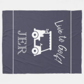 Golf Cart Live auf Golf Mit Monogramm Blue & White Fleecedecke (Vorderseite (Horizontal))