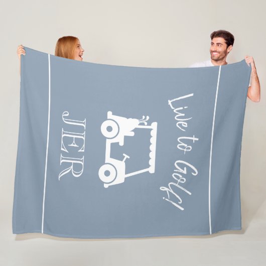 Golf Cart Live auf Golf Mit Monogramm Dusty Blue Fleecedecke (Beispiel)