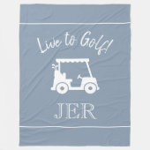 Golf Cart Live auf Golf Mit Monogramm Dusty Blue Fleecedecke (Vorderseite)