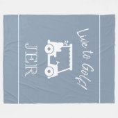 Golf Cart Live auf Golf Mit Monogramm Dusty Blue Fleecedecke (Vorderseite (Horizontal))