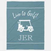 Golf Cart Live auf Golf Mit Monogramm Türkis Fleecedecke (Vorderseite)