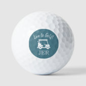 Golf Cart Live to Golf Monogram Initials Türkisch Golfball (Vorderseite)