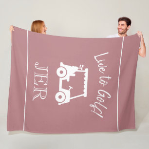 Golf Cart Live to Golf Monogrammiert Dusty Rose Fleecedecke