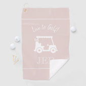 Golf Cart Live zu Golf Mit Monogramm Chic Pink Golfhandtuch (Insitu)