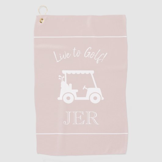 Golf Cart Live zu Golf Mit Monogramm Chic Pink Golfhandtuch (Vorderseite)