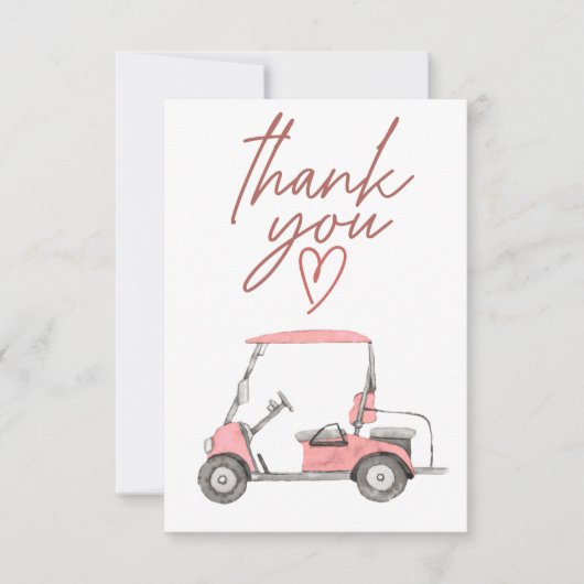 Golf Cart mit Dankeschön Text Dankeskarte (Vorderseite)