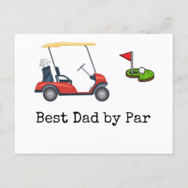 Golf Cart mit dem besten Vater von Par Pater Postkarte
