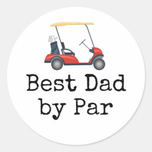 Golf Cart mit dem besten Vater von Par Pater Runder Aufkleber