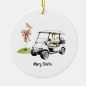 Golf Cart mit Golf Flag Keramik Ornament (Vorne)