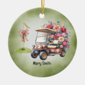Golf Cart mit Golf Flag Keramik Ornament (Vorne)