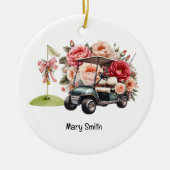 Golf Cart mit Golf Flag Keramik Ornament (Vorne)