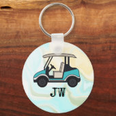 Golf Cart mit Monogramm für Golfer Schlüsselanhänger (Vorderseite)