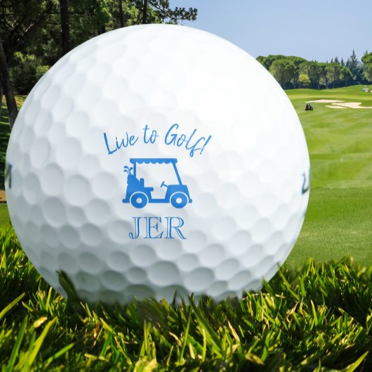 Golf Cart Mit Monogramm Initialen Live to Golf Blu Golfball