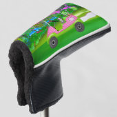 Golf Cart mit Niedlichem Schnauzer und Initialen Headcover (3/4 Vorderseite)