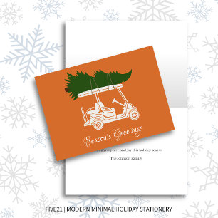 Golf Cart mit Weihnachtsbaum ・ Grün Minimalistisch Feiertagskarte