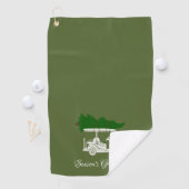 Golf Cart mit Weihnachtsbaum | Olive Green Golfhandtuch (Insitu)