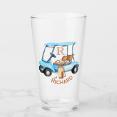 Golf Cart Monogram First Name Fun Beer Glas (Vorderseite)