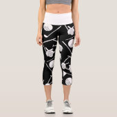 Golf Cart on Black für die Frau Golfer Capri Leggings (Vorderseite)