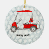 Golf Cart on Golf Ball Hintergrund Keramik Ornament (Vorne)