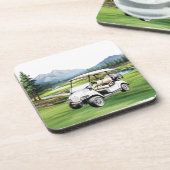Golf Cart on Green Water color Getränkeuntersetzer (Linke Seite)