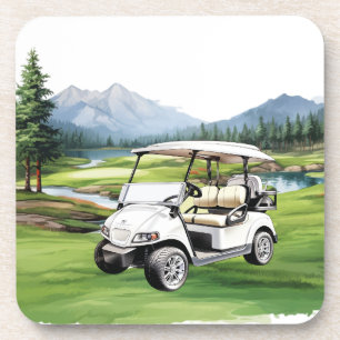 Golf Cart on Green Water color Getränkeuntersetzer