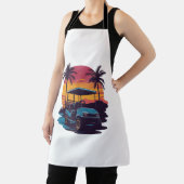 Golf Cart Palm Trees Sunset Vintages Set Schürze (InSitu)