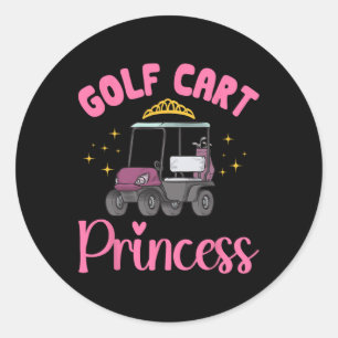 Golf Cart Princess Golfplatz Golfer Golf Cart Runder Aufkleber
