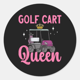 Golf Cart Queen Golfer Golf Cart Runder Aufkleber
