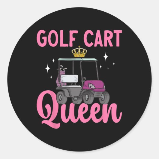 Golf Cart Queen Golfer Golf Cart Runder Aufkleber (Vorderseite)