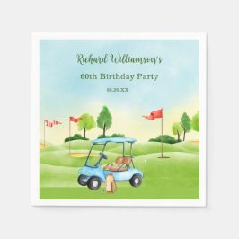 Golf Cart Scenic Custom 60th Birthday Serviette