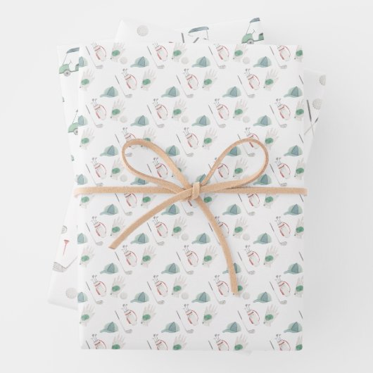 Golf Cart und Clubs Golf Geschenkpapier Set (Beispiel)