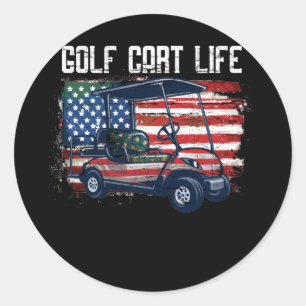 Golf Cart Vintag US Flag Golfunabhängigkeit Runder Aufkleber