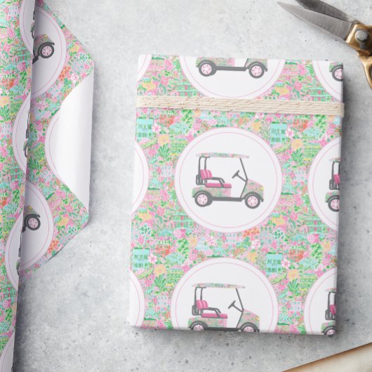 Golf Cart von Pink und Green Palm Beach Geschenkpapier