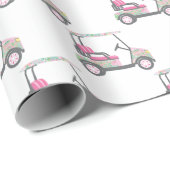 Golf Cart von Pink und Green Palm Beach Geschenkpapier (Rolleneckpunkt)