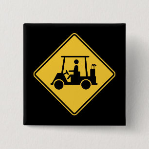 Golf Cart Vorsicht Schild Button
