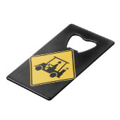 Golf Cart Vorsicht Schild Geldbeutel Flaschenöffner (Vorderseite Schrägansicht)