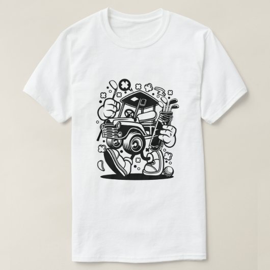 Golf Cart Wandern mit Klubs Pop Kunst T-Shirt (Design vorne)