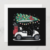 Golf Cart Weihnachtsbaum Lichter Xmas Sport Golfer Einladung (Vorne/Hinten)
