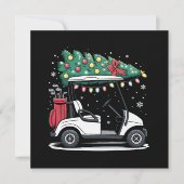 Golf Cart Weihnachtsbaum Lichter Xmas Sport Golfer Einladung (Vorderseite)