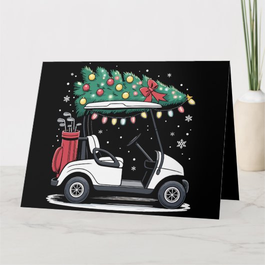 Golf Cart Weihnachtsbaum Lichter Xmas Sport Golfer Karte (Vorderseite)