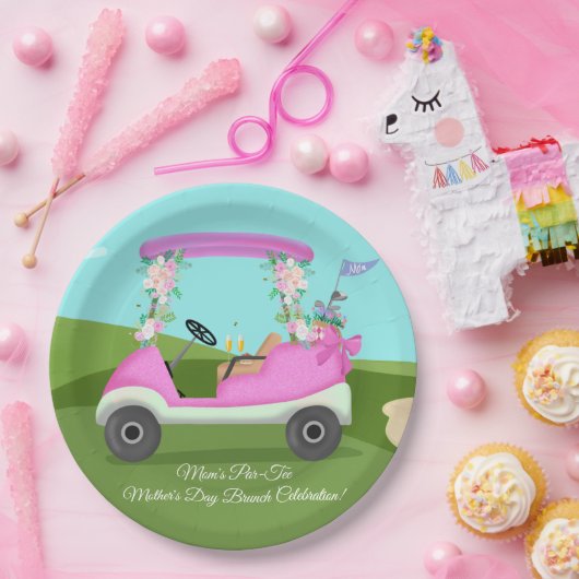 Golf Cart With Mimosas Mother's Day Brunch Pappteller (Party)