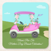 Golf Cart With Mimosas Mother's Day Brunch Rechteckiger Pappuntersetzer (Vorderseite)