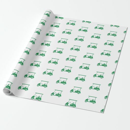 Golf Cart Wrapping Paper in Green Geschenkpapier (Ungerollt)