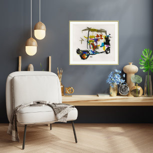 Golf Cart Zusammensetzung II - Leinwand Art Print Poster