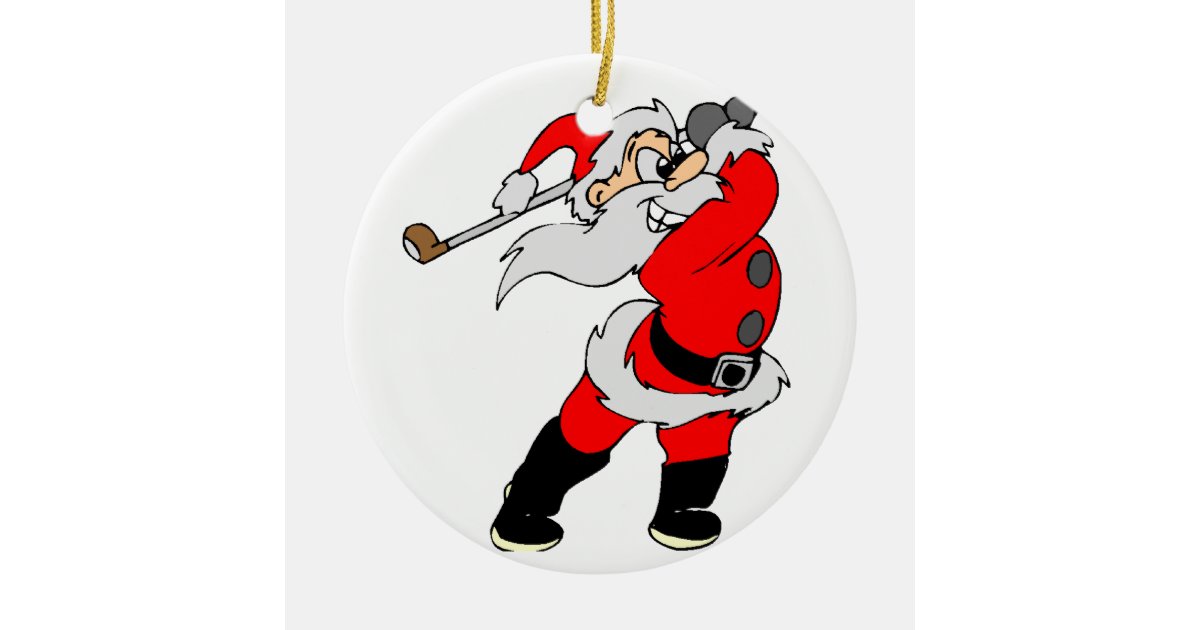 Golf Cartoon Weihnachten Sankt Keramik Ornament Zazzle De