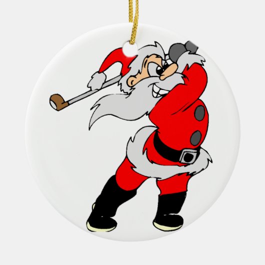 Golf-Cartoon-Weihnachten Sankt Keramikornament (Vorne)