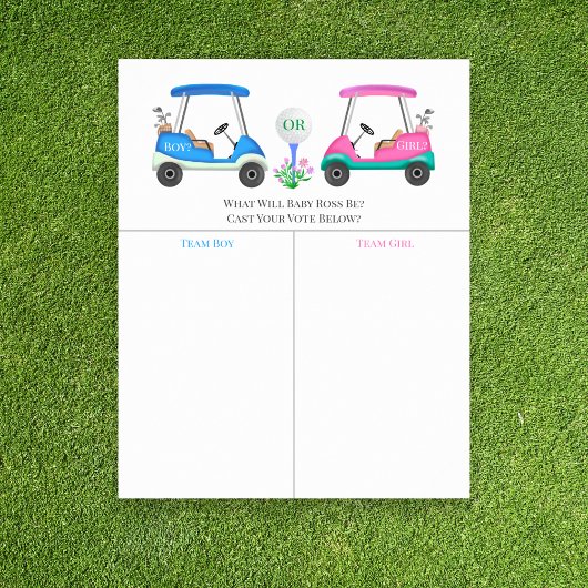 Golf Carts auf Kurs Geschlechteroffenbarung Vorher Poster