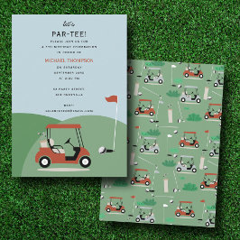 Golf Carts Modernes Golfer Golf Thema Geburtstag Einladung