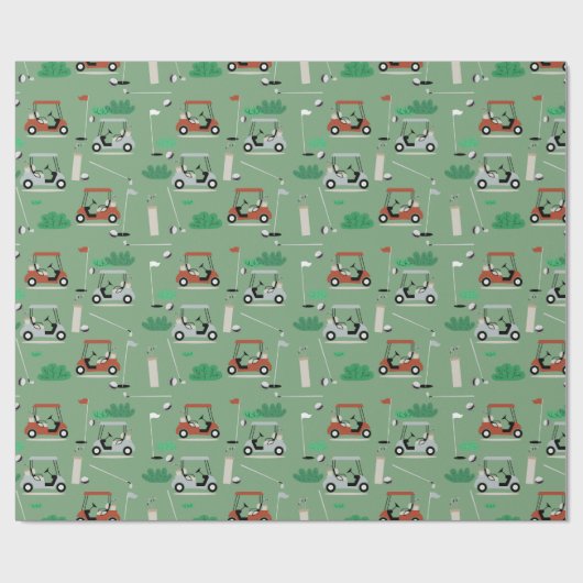 Golf Carts Modernes Golfer Golf Theme Muster Geschenkpapier (Flach)