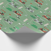 Golf Carts Modernes Golfer Golf Theme Muster Geschenkpapier (Ecke)